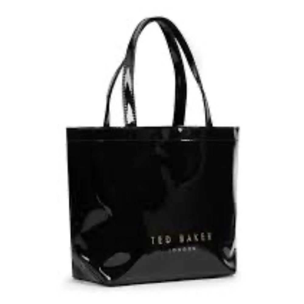 Ted Baker Black and Gold Glossy Tote NEW Flaws